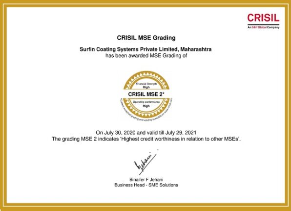 CRISIL-MSE-Gratings-Certificate -Surfin Coating Systems Private Limited-1